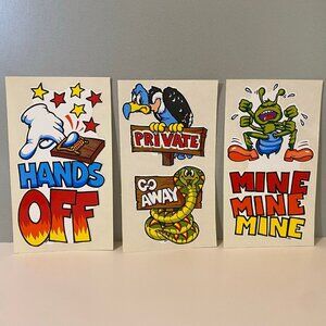 Vintage Decal Specialties BJ Stickers Hands Off Mine Go Away